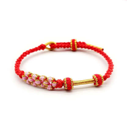 For Granddaughter - Grandmother/Grandpa And Granddaughter A Link That Can Never Be Undone Peach Blossom Knot Bracelet-37bracelet