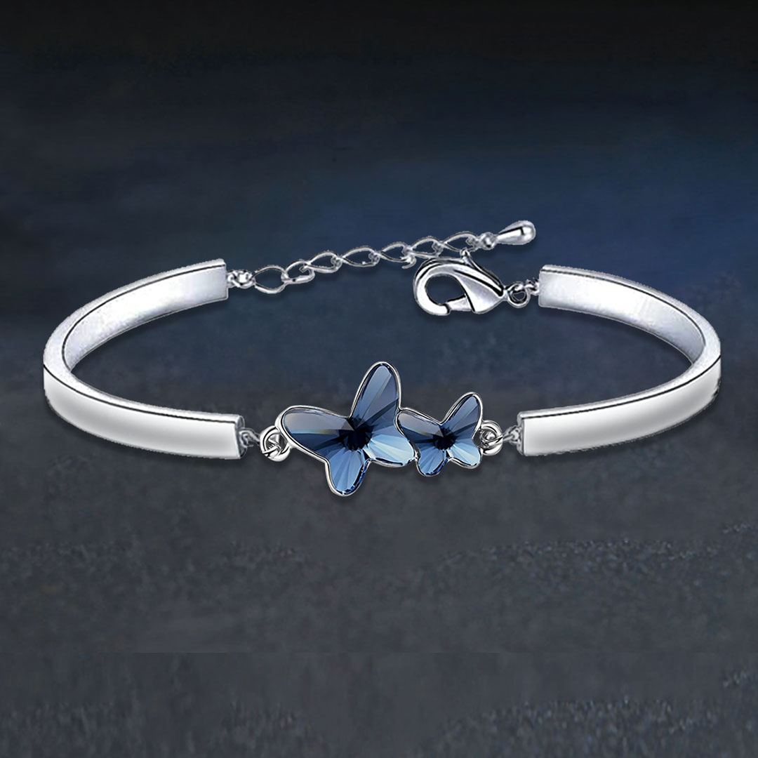 For Daughter - Happy Graduation We Always Believe In You Blue Butterfly Crystal Bracelet
