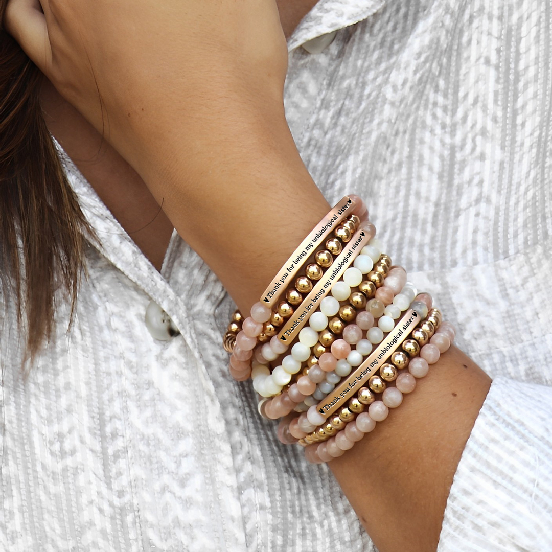 For Friend - Thank You for Being My Unbiological Sister Bead Lettering Bracelet