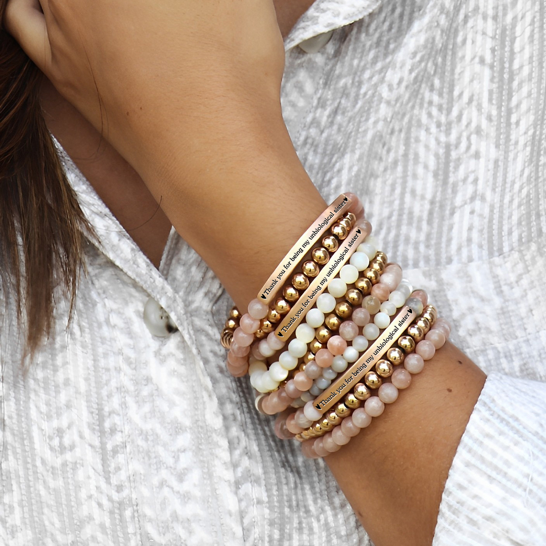 For Friend - Thank You for Being My Unbiological Sister Bead Lettering Bracelet