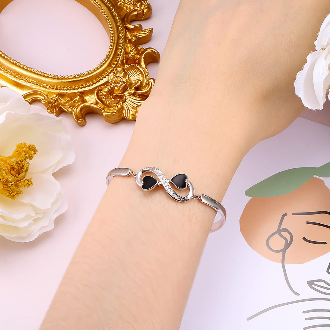 For Friend - I Love You Black Heart Bracelet