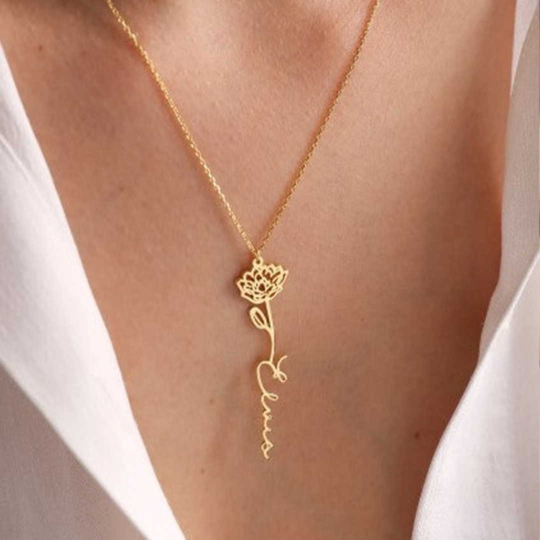 Build Your Own Bouquet Birthday Flower Name Custom Necklace