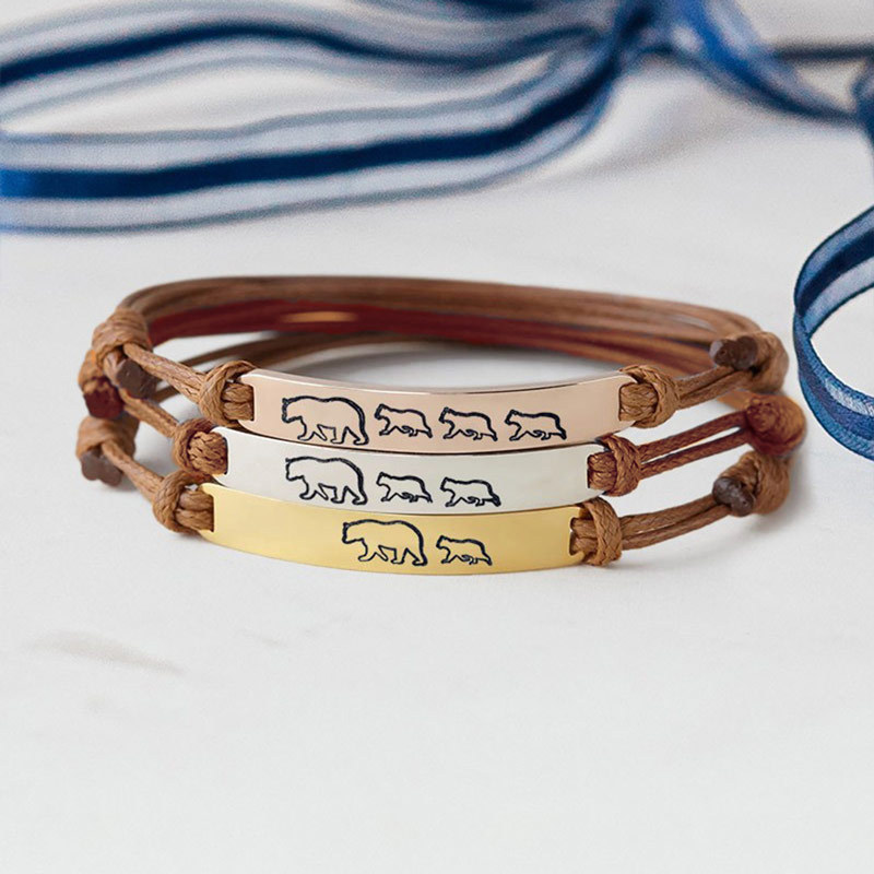 For Mother - To The Best Mama Bear In The World Mama Bear Custom Bracelet
