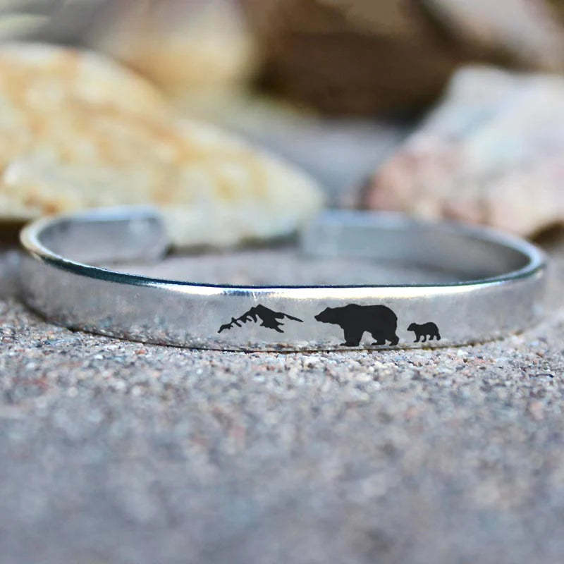 For Dad - Papa Bear Mountain Cuff Bracelet-37bracelet