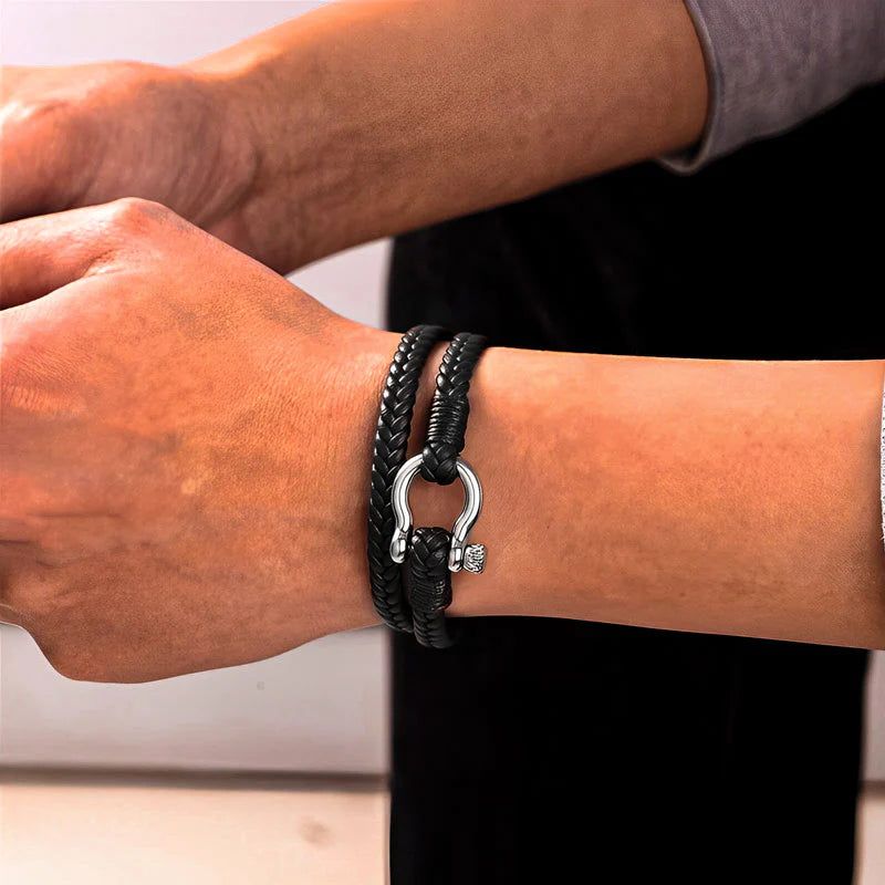 For Grandson - Grandmother And Grandson Forever Linked Together Leather Bracelet-37bracelet