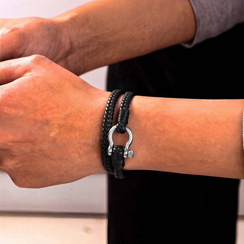 For Grandson - Grandmother And Grandson Forever Linked Together Leather Bracelet-37bracelet