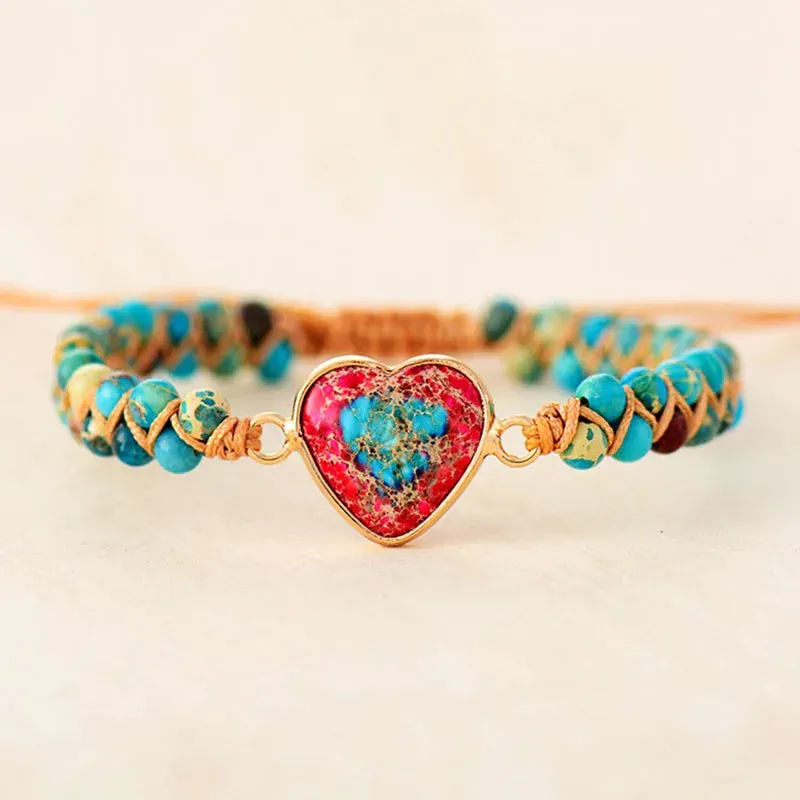 For Granddaughter - Always Keep Me In Your Heart Jasper Heart Bracelet