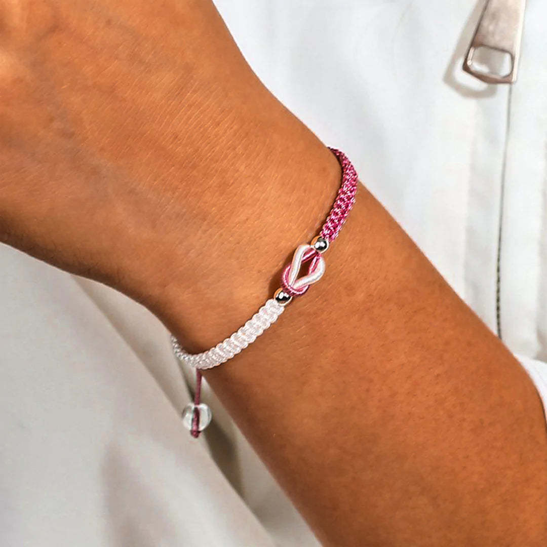 Grandma And Granddaughter Forever Linked Together Pink And White Bracelet