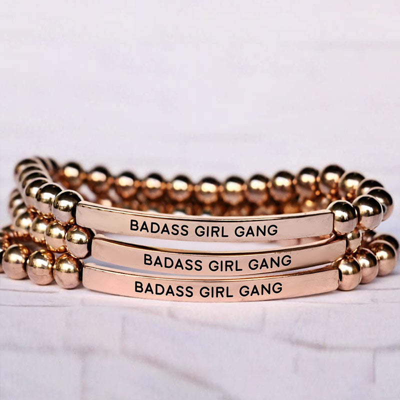 For Friend - Thank You For Being A Part Of My Badass Girl Gang Bead Lettering Bracelet