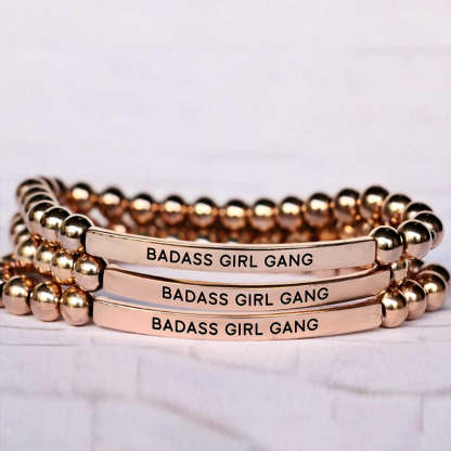 For Friend - Thank You For Being A Part Of My Badass Girl Gang Bead Lettering Bracelet