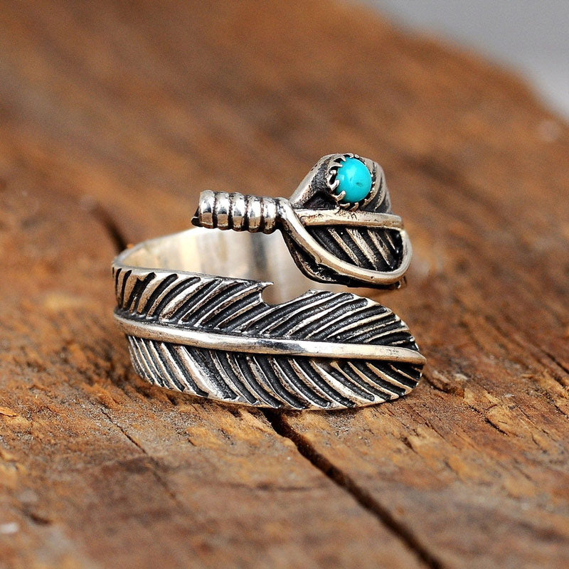 For Anyone- The Courage And Strength You Have Within You Feather Turquoise Ring-37bracelet