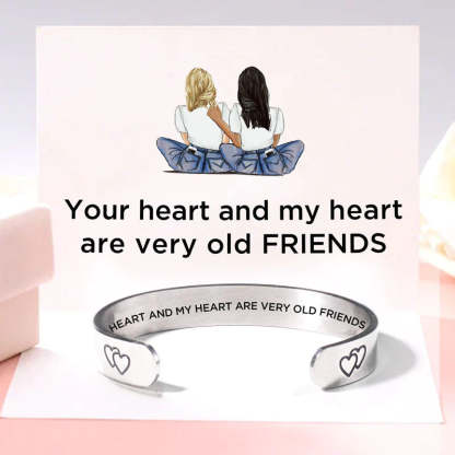 For Friend - Your Heart And My Heart Are Very Old Friends Double Heart Bracelet-37bracelet