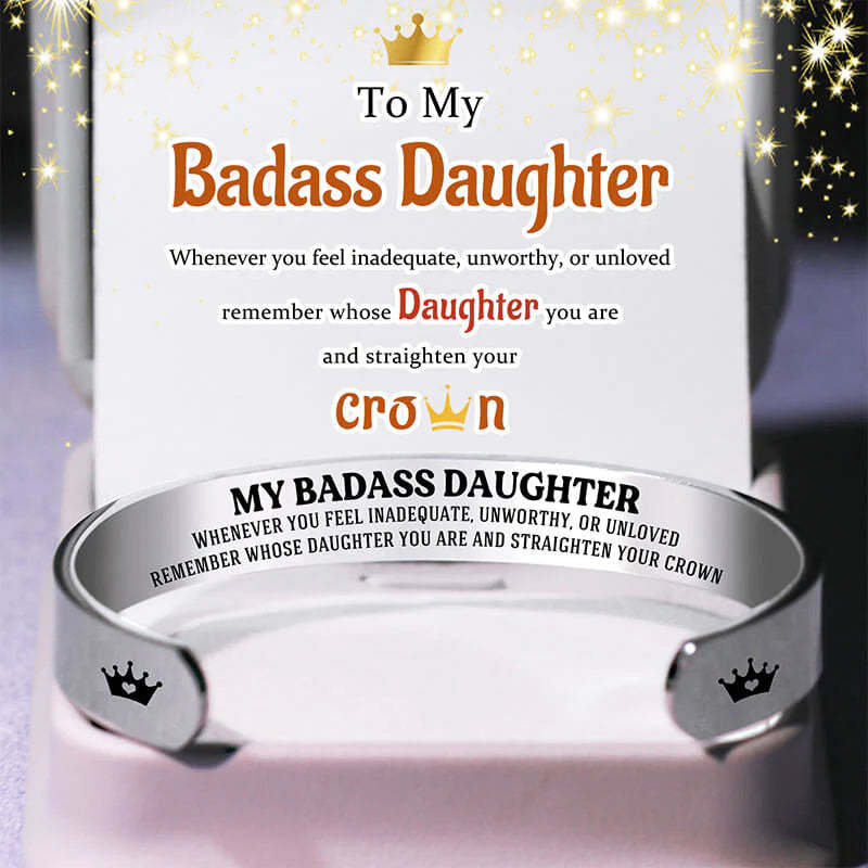 For Daughter - Remember Whose Daughter You Are And Straighten Your Crown Cuff Bracelet-37bracelet
