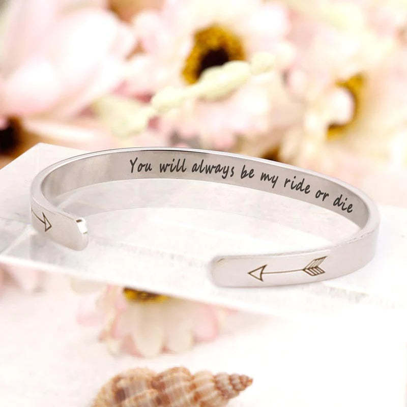 For Friend - You Will Always Be My Ride Or Die Arrow Bracelet-37bracelet