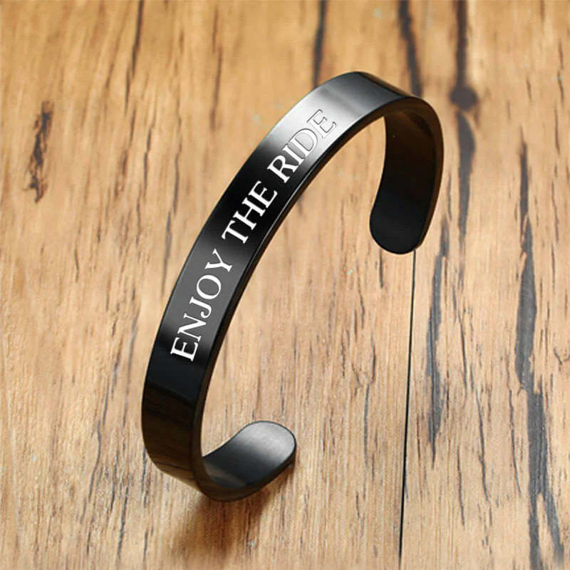 Enjoy The Ride Black Cuff Bracelet