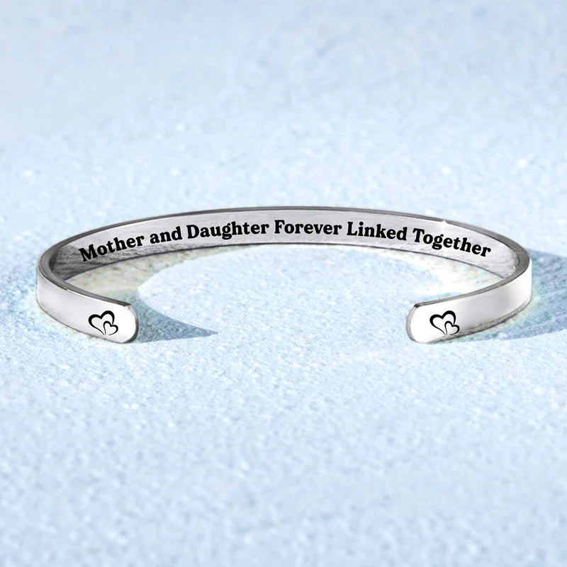 Mother and Daughter Forever Linked Together Double Hearts Cuff Bracelet