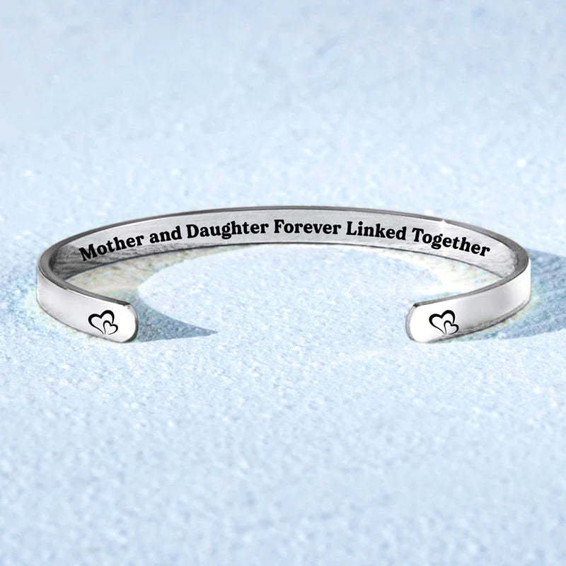 Mother and Daughter Forever Linked Together Double Hearts Cuff Bracelet