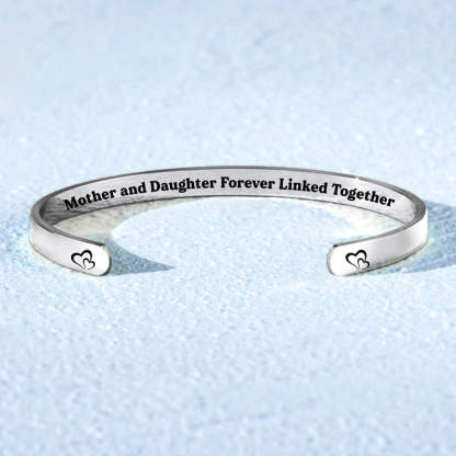 Mother and Daughter Forever Linked Together Double Hearts Cuff Bracelet