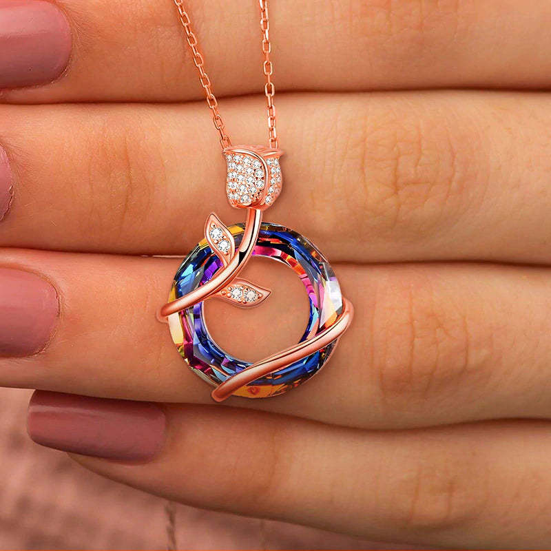 For Love - S925 To My Smokin' Hot Woman Crystal Rose Necklace