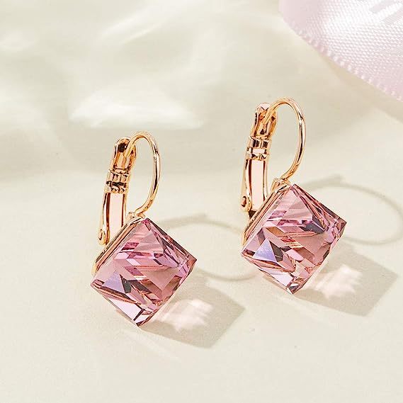Barbiecore Crystal Drop Leverback Earrings