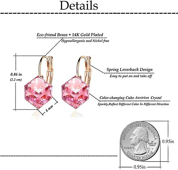 Barbiecore Crystal Drop Leverback Earrings