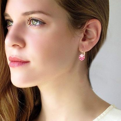 Barbiecore Crystal Drop Leverback Earrings