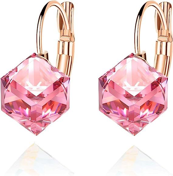 Barbiecore Crystal Drop Leverback Earrings
