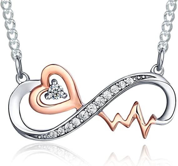 For Daughter - S925 Always Keep Me in Your Heart for You are Always in Mine Forever Love Infinity Heartbeat Necklace-37bracelet
