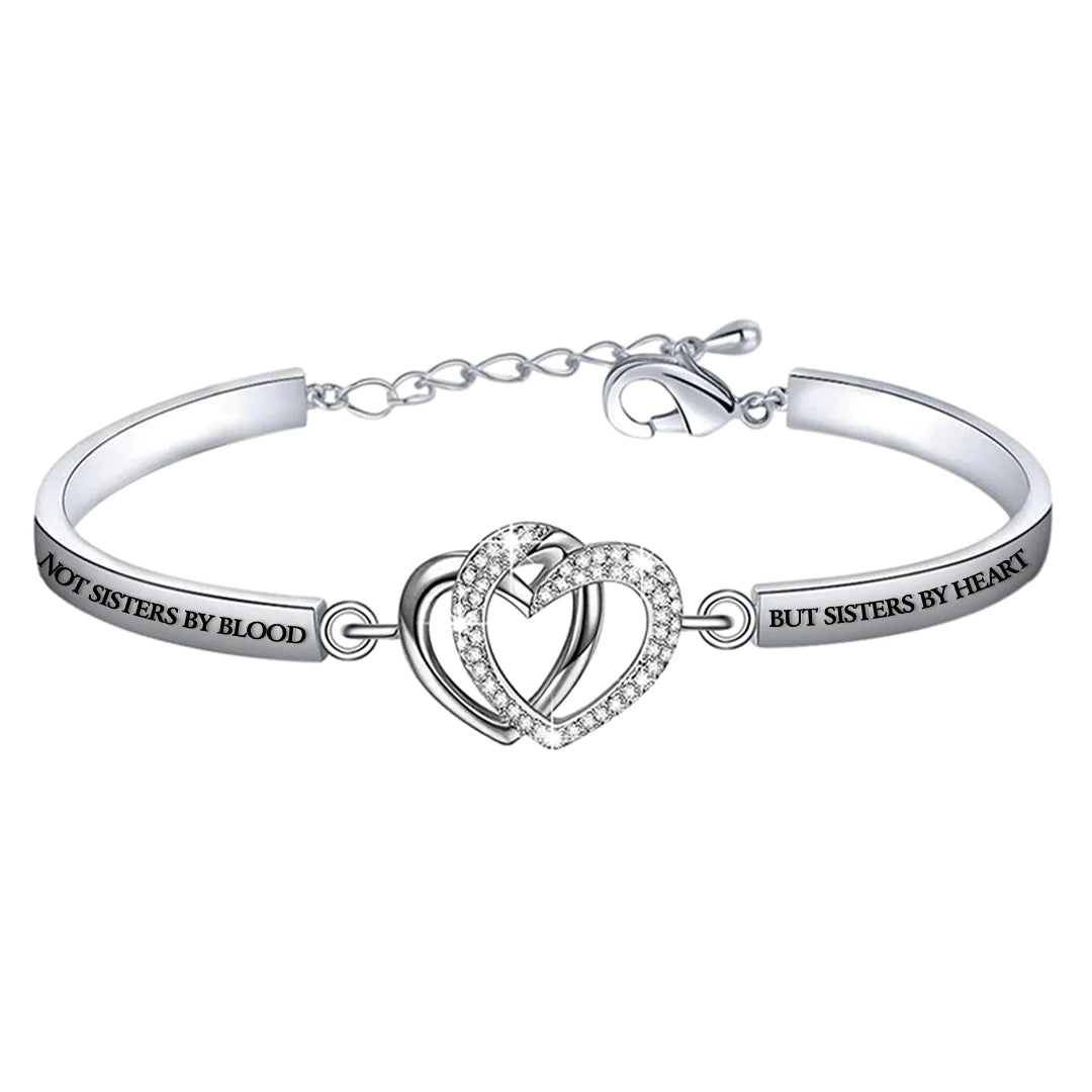 For Friend - Not Sisters By Blood But Sisters By Heart Double Heart Bracelet