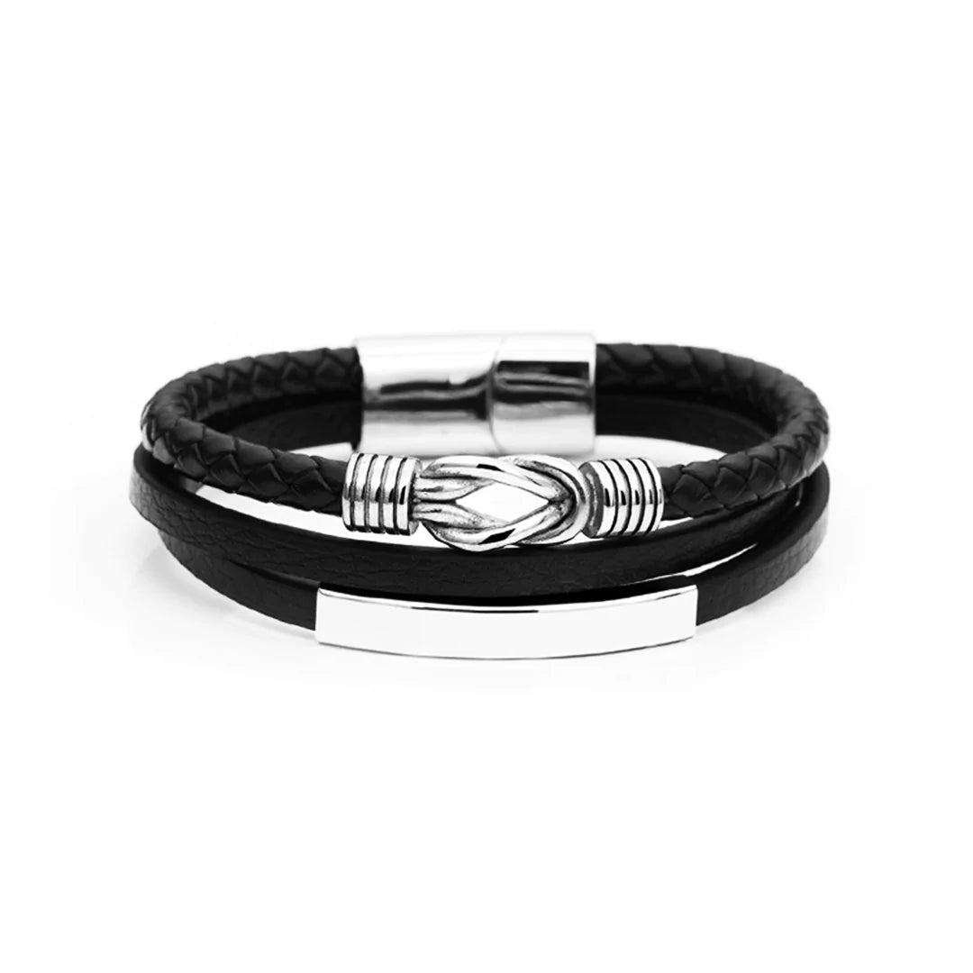 For Grandson - Grandmother and Grandson Forever Linked Together Infinity Knot Black Leather Bracelet-37bracelet