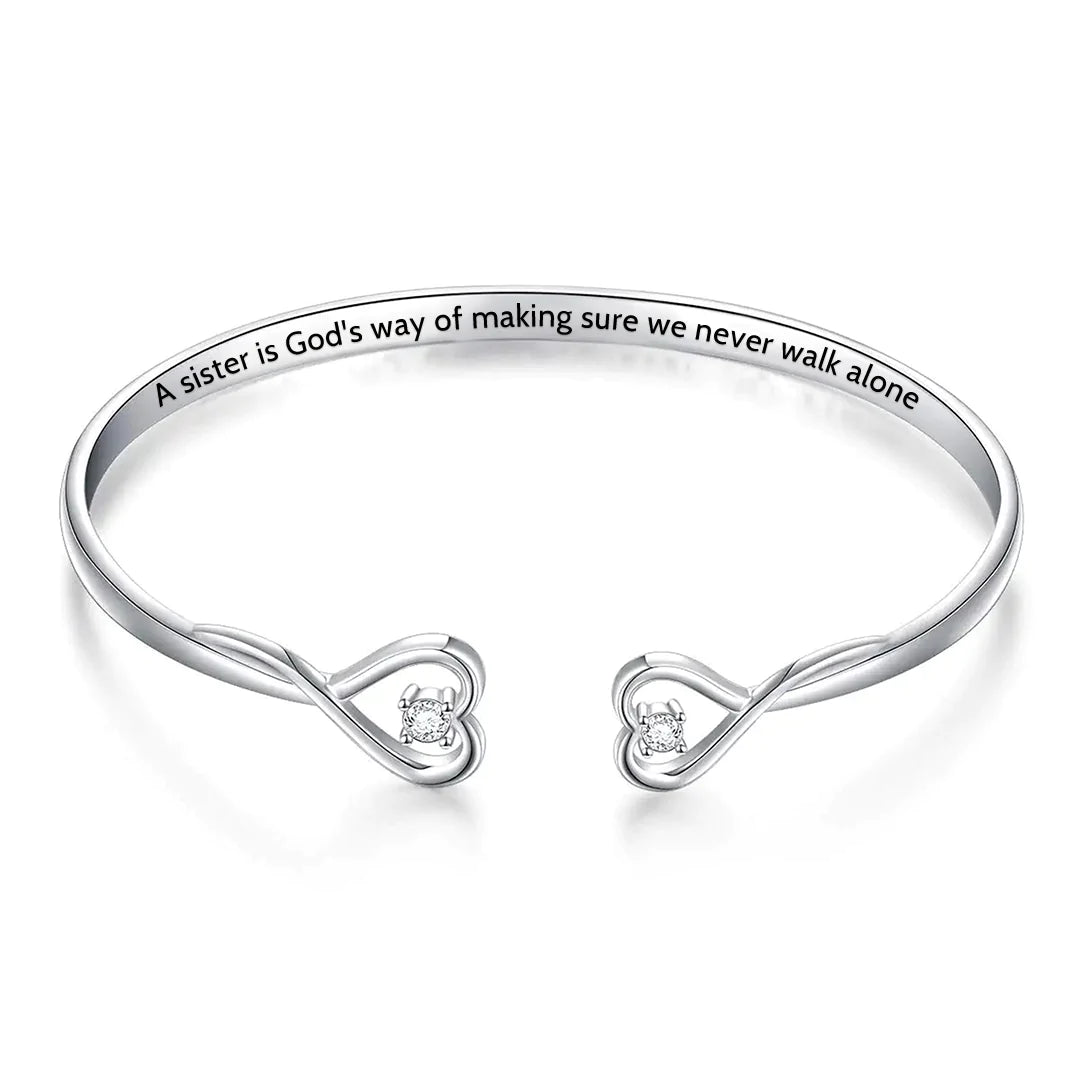 For Sister - A Sister Is God's Way Of Making Sure We Never Walk Alone Heart Bracelet