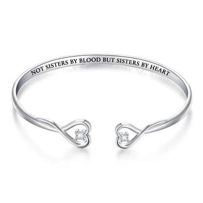 For Friend - Not Sisters By Blood But Sisters By Heart Heart Style Bracelet-37bracelet