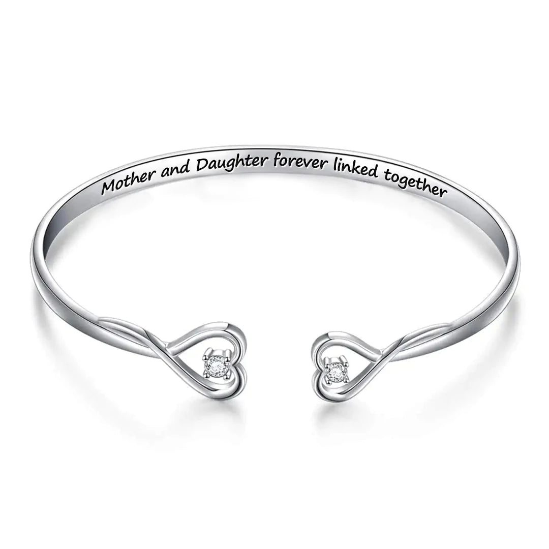 Mother And Daughter Forever Linked Together Two Hearts Bracelet