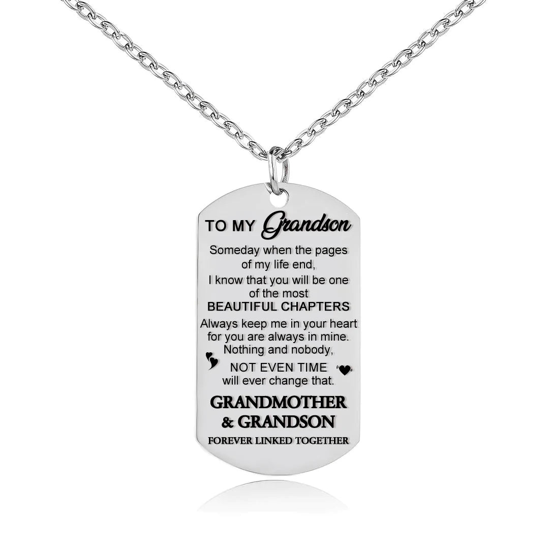 For Grandson - Grandmother And Grandson Forever Linked Together Pendant Necklace-37bracelet