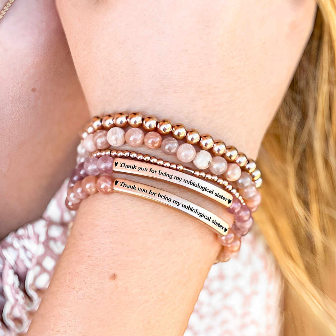 For Friend - Thank You for Being My Unbiological Sister Bead Lettering Bracelet