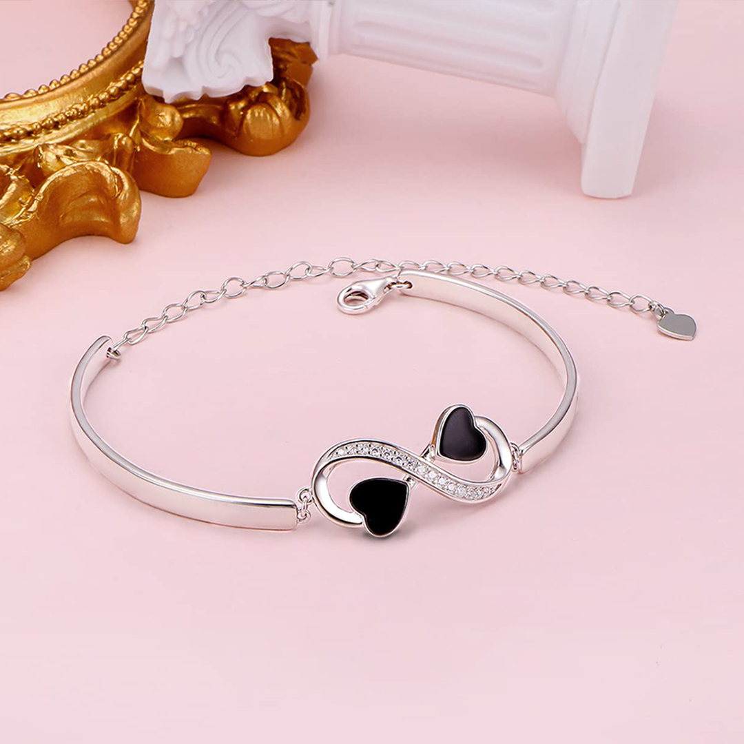 For Friend - I Love You Black Heart Bracelet
