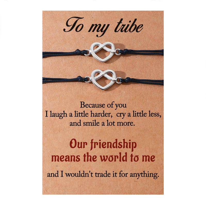 For Friend - Our Friendship Means The World To Me Heart Braided Bracelet