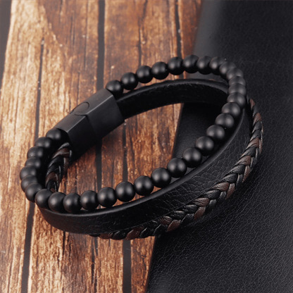 Absorbs Negative Energy & Instantly Destress Three Layers Volcanic Stone Bracelet 