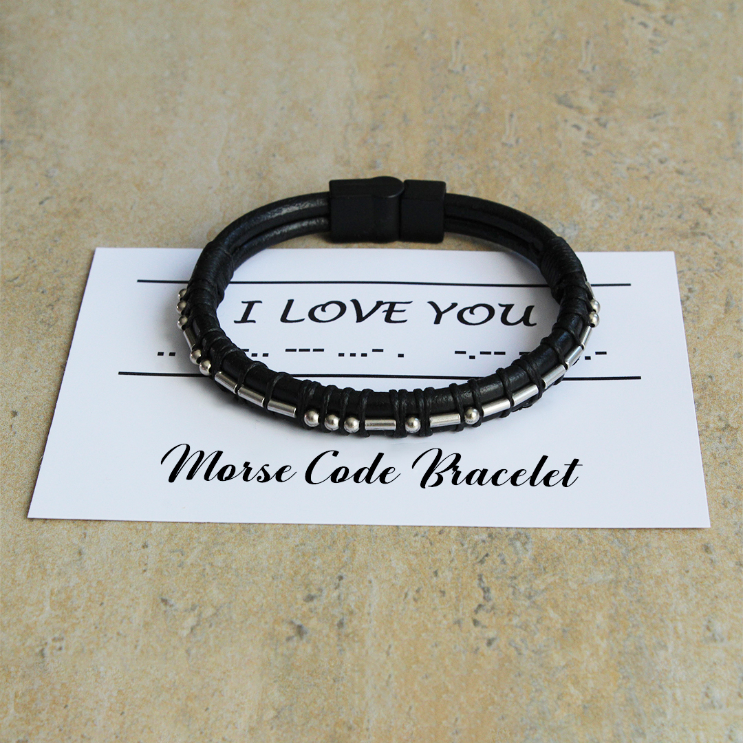 I Love You Morse Code Leather Bracelet