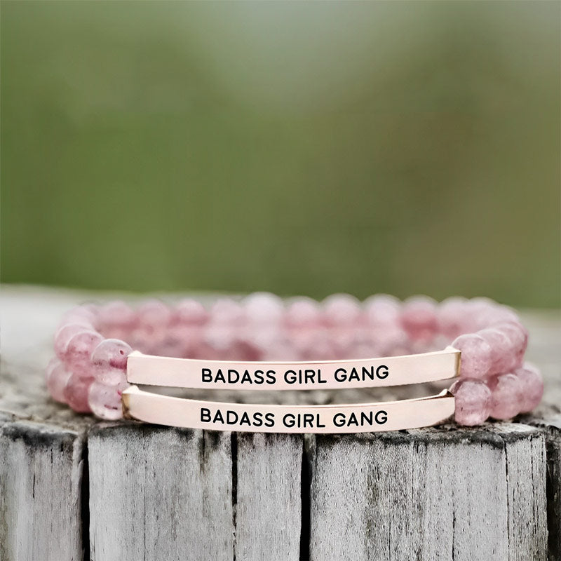 For Friend - Thank You For Being A Part Of My Badass Girl Gang Bead Lettering Bracelet