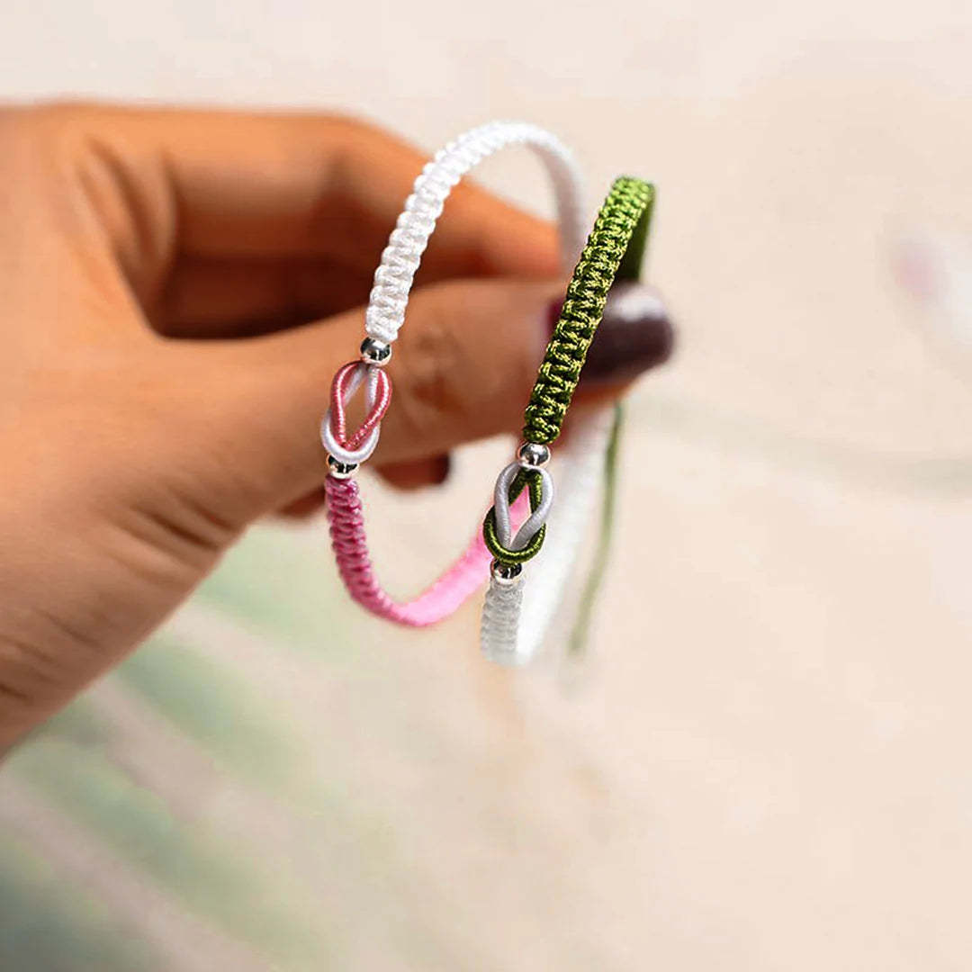 Grandma And Granddaughter Forever Linked Together Pink And White Bracelet