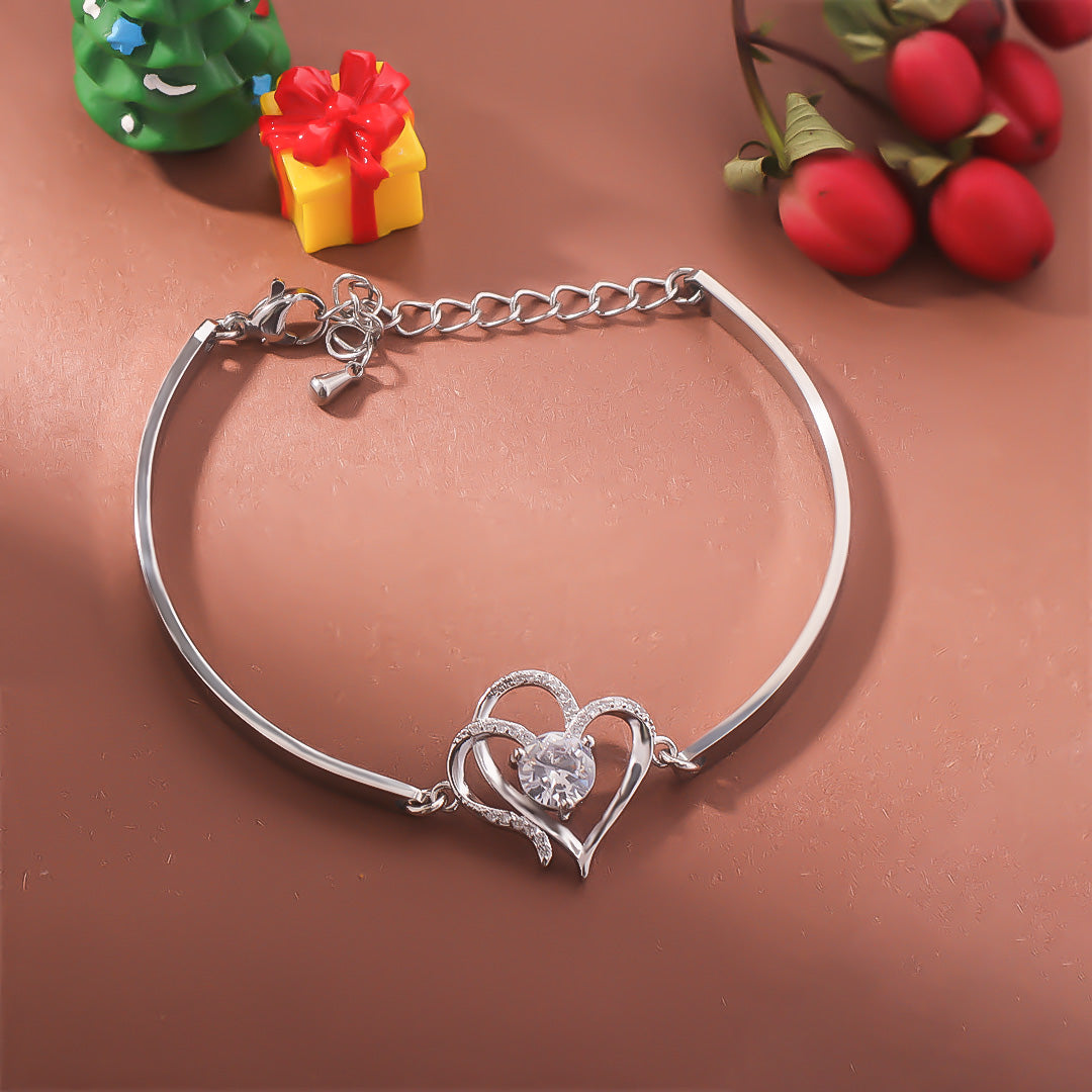For Love - To My Smokin' Hot Soulmate Double Heart Diamond Bracelet