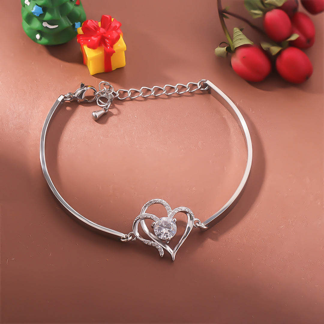 For Love - To My Smokin' Hot Soulmate Double Heart Diamond Bracelet