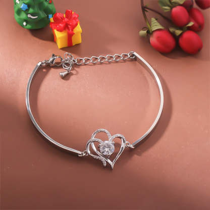 For Love - To My Smokin' Hot Soulmate Double Heart Diamond Bracelet