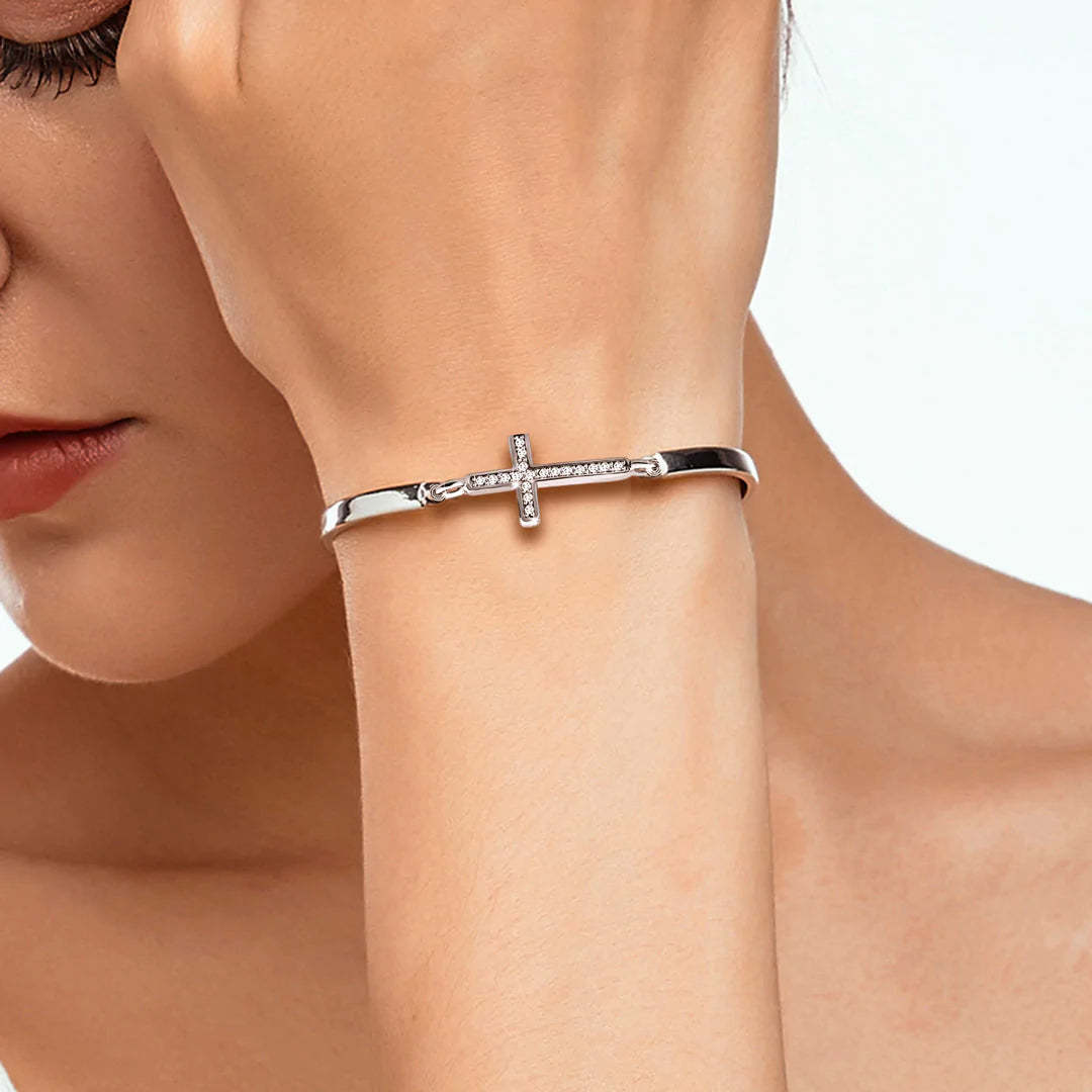 For Granddaughter - Pray On It Pray Over It Pray Through It Crucifix Bracelet-37bracelet