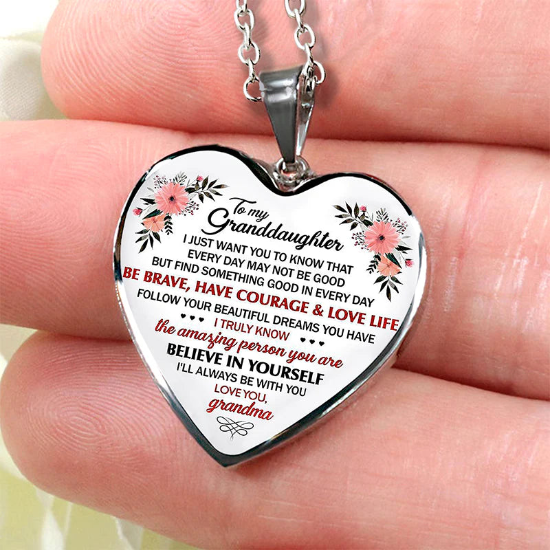 For Granddaughter - I'll Always Be With You Heart Necklace-37bracelet