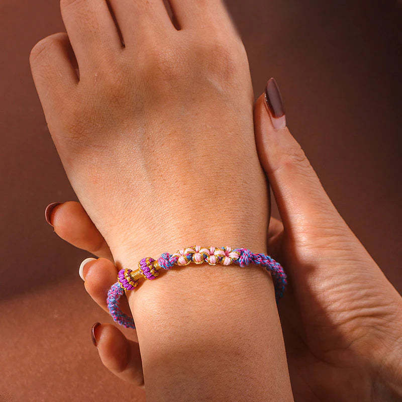 For Granddaughter - Grandmother/Grandpa And Granddaughter A Link That Can Never Be Undone Peach Blossom Knot Bracelet-37bracelet
