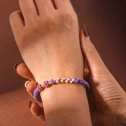 For Granddaughter - Grandmother/Grandpa And Granddaughter A Link That Can Never Be Undone Peach Blossom Knot Bracelet-37bracelet