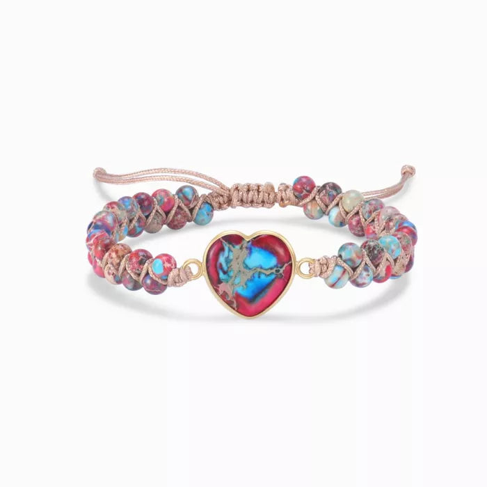 For Granddaughter - I'll Always Be With You Beaded Jasper Heart Bracelet-37bracelet