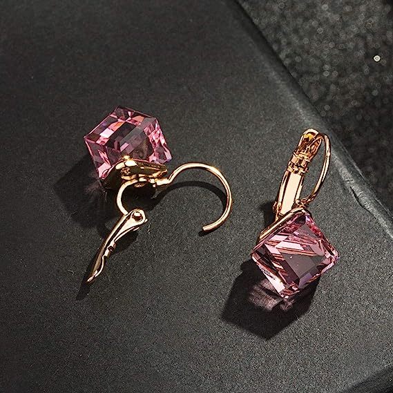 Barbiecore Crystal Drop Leverback Earrings